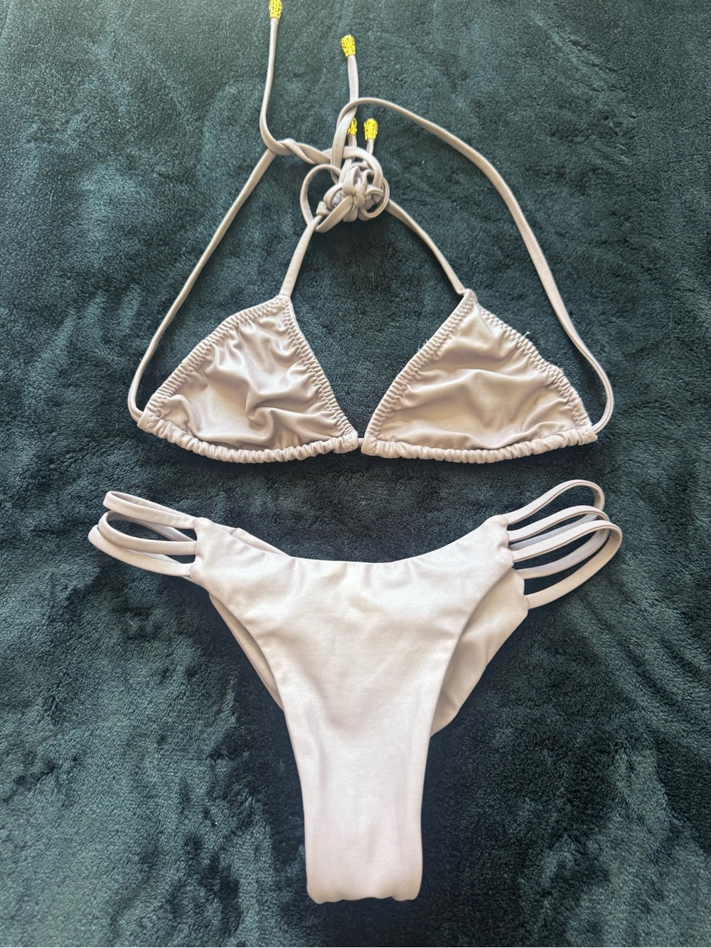NSA SWIM Triangle Bikini Set in Light Taupe